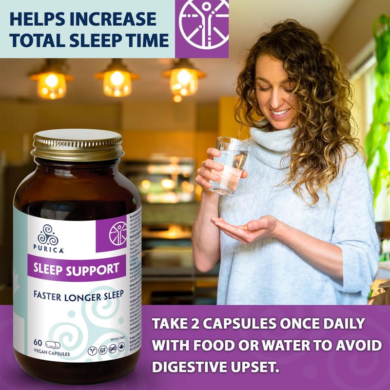 PURICA Vegan Sleep Support Supplement - 60 Capsules with Organic