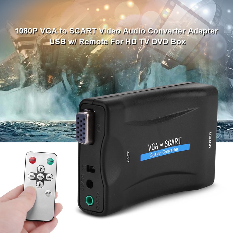 VGA to SCART Video Audio Converter Adapter USB With Remote