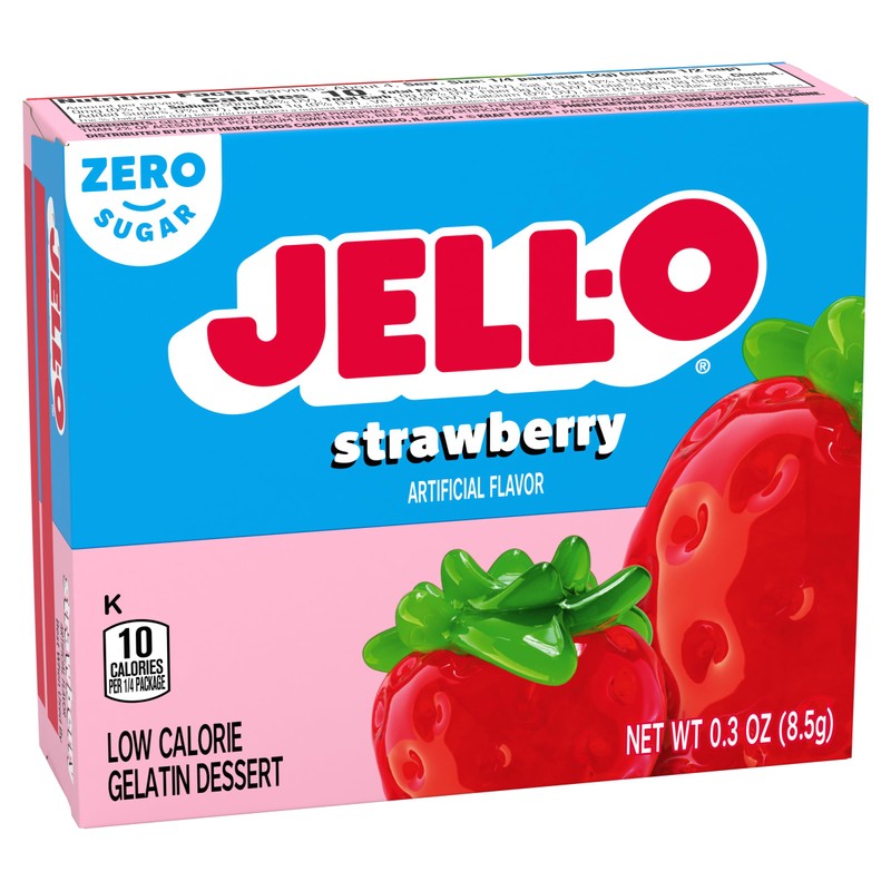 Jell-O Strawberry Sugar-Free Gelatin, 0.30 Ounce (8.5g), (Pack of 3)