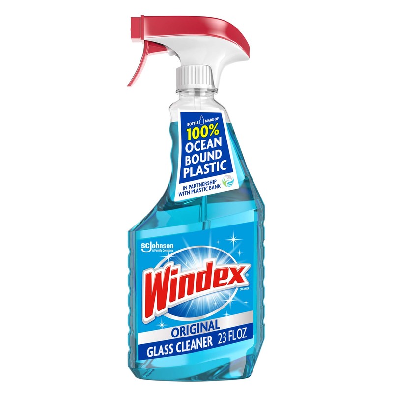 Windex Glass and Window Cleaner Spray Bottle, Original Blue, 23