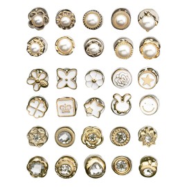 KGDUYC 30 Pieces Removable Women's Brooch Buttons, Cover-Up Button Pin Safety Brooch for Clothing, Supplies