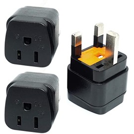 Adaptador de enchufe US/Canadá/Japón a Reino Unido, KSA/EAU/Singapur, enchufe de EE. UU./Canadá/Japón convertido a enchufe del Reino Unido con fusible de 13 A (3 piezas)