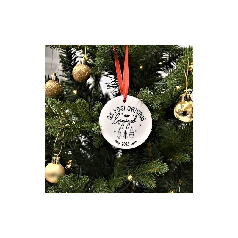 Our First Christmas Engaged Bauble, 1st Xmas Engaged Ornament, Fiancé