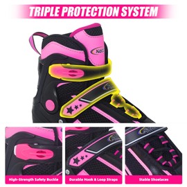 Nattork Blade Roller Skates for Boys with Light Up Wheel, Outdoor & Indoor Illuminating Rose Inline Skates for Boys Little Kids Toddler Ages 5-8 4 5 6, Beginners