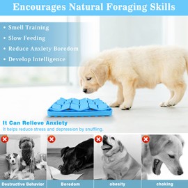 MOOGROU Snuffle Mat for Dogs,Silicone Interactive Dog Mat No Hurt for Dog's Nose for Smell Training and Slow Eating,Encourages Natural Foraging Skills and Stress Relief for Dog Mental Stimulation Toys