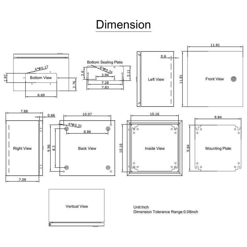 VEVOR NEMA Steel Enclosure 12×12×8,NEMA 4X Steel Electrical Box,IP66 Waterproof