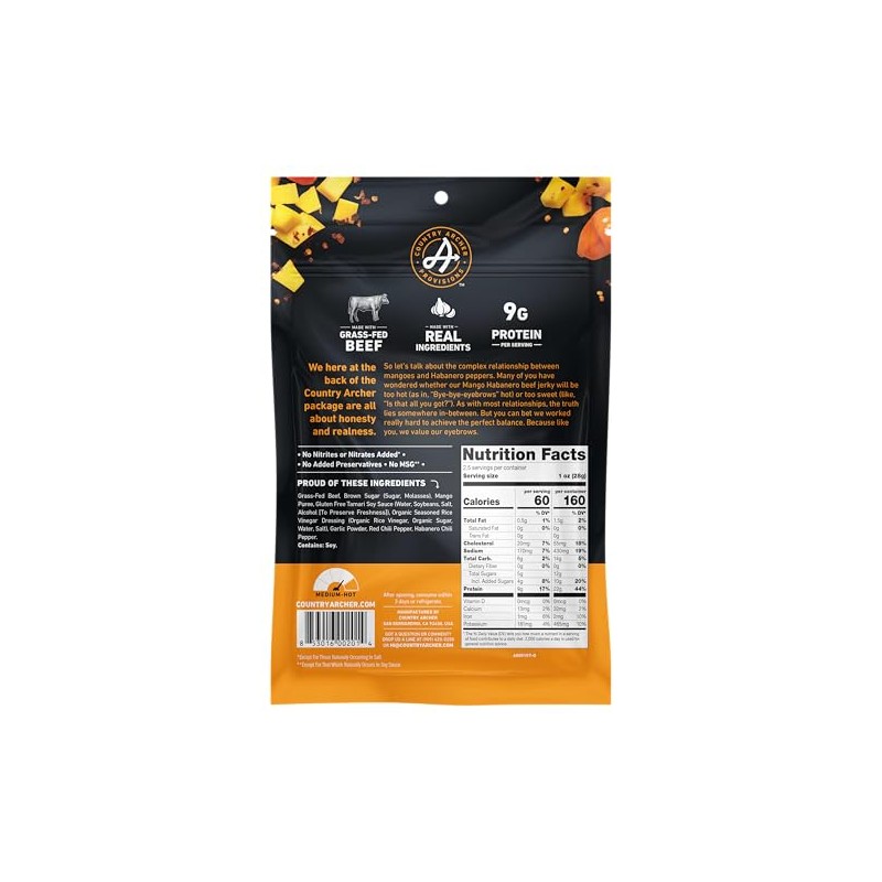 Country Archer Grass-Fed Beef Jerky - Beef Jerky Snack Pack,