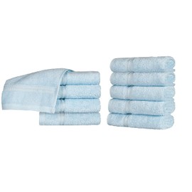 SUPERIOR Egyptian Cotton 10-Piece Face Towel Set, Small Towels for Facial, Spa, Quick Dry, Absorbent Towels, Bathroom Accessories, Guest Bath, Home Essentials, Washcloth, Airbnb, Light Blue
