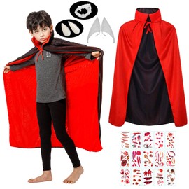 Woparty Vampire Costume Children's Black Red Vampire Cape Children Unisex Vampire Cape with Collar Children 108 cm / 42.51 inches
