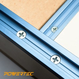 POWERTEC 36 Inch x4 Universal T track with 100 Pcs, 6 X 1/2" Wood Screws, Double-Cut Profile T track with Predrilled Mounting Holes for Woodworking Jigs and Fixtures, Router Table, Workbench, 71951