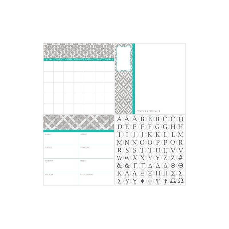 WallPops Pimlico Dry Erase Combo Wall Decal with Monogram, Multi-Colour