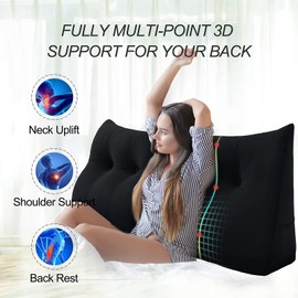 BAHULA Triangular Headboard Reading Pillow Large Triangular Wedge Cushion Removable Headboard Backrest Reading Wedge Pillow Triangular Wedge Pillow Headboard,Grey,100 * 50 * 20cm