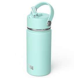 Kids Water Bottle with Straw Lid 14oz, Vacuum Insulated 316 Stainless Steel Water Bottles for Kids for School, Leakproof Water Bottle, BPA Free and Keep Cold for 24 Hours