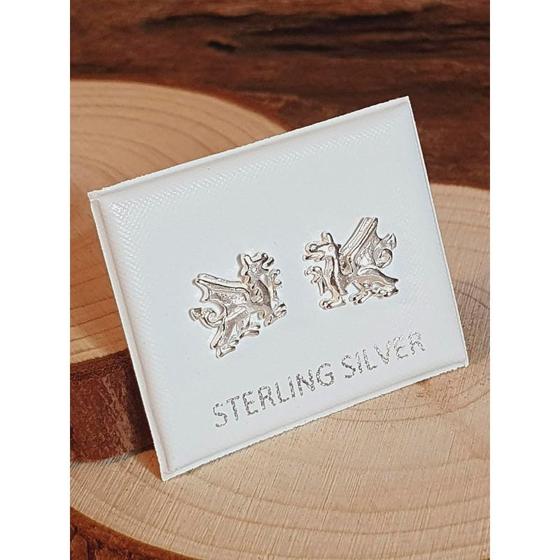 Wales/Welsh Dragon Stud Earrings/Ear Studs - 10mm W X 8mm