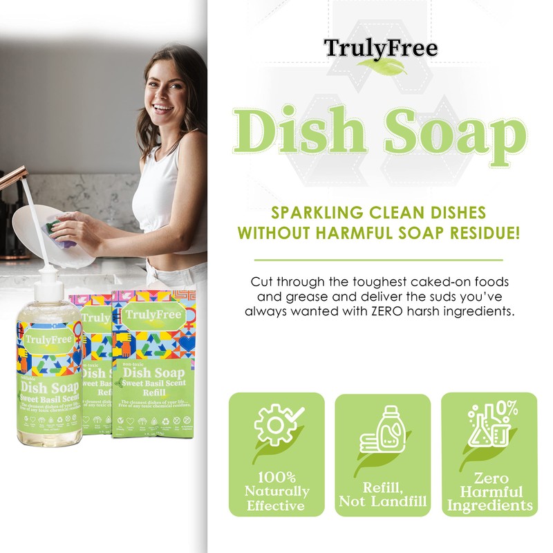 Truly Free Non Toxic Dish Soap | Natural Concentrated Dishwashing