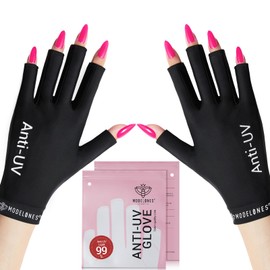 modelones UV Gloves for Nails, Professional UPF99+ UV Protection Gloves for Gel Manicures, Fingerless UV Light Gloves for Gel Nails, Anti UV Gloves for Gel Nail Lamp, Protect Your Skin from UV Harm
