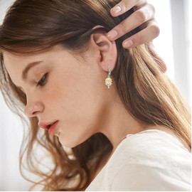 Sunflower Leverback Earrings,S925 Sterling Silver Sunflower Earrings You Are My Sunshine Dangle Earrings Jewelry for Women