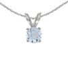 14k White Gold Round Aquamarine Pendant with 18" Chain