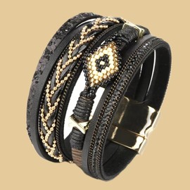 Stocking Stuffers Holiday Outfits for Women 2024 Layered Bracelets for Women Magnetic Clasp Bracelet Boho Cuff Bracelets Stackable Multi Layer Bracelets for Jewelry Gifts 4