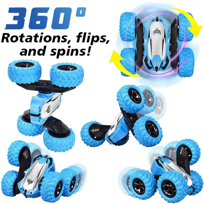 Electronix Express Remote Controlled Double-Sided Stunt Car with Rechargeable Battery