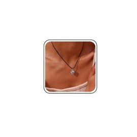 Inateannal Strawberry Pendant Necklace Black Suede Choker Necklace Silver Strawberry Fruit Necklace Leather Rope Necklace Boho Leather Cord Chain Necklace Sweet Strawberry Fruit Necklace