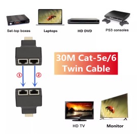 Lecute Shop Extensor Hdmi 30 Metros 2 Salidas Rj45 Utp Cat5e/6