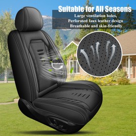 RAWAKORW Seat Covers for Toyota 4Runner 2003-2023 2024 2025 Front Seats - Premium Breathable Perforated Leather - for Toyota 4runner Accessories (Black)