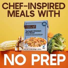 Born Simple Prepared Meals - Ready to Eat Teriyaki Chicken Rice Bowl | 10g Protein | 11 Oz (Pack of 8)
