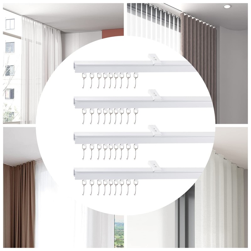 YIYIBYUS Curtain Track Kit With Hooks, Ceiling Mount Curtain Track