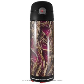 Skin Decal Wrap for Thermos Funtainer 16oz Bottle WraptorCamo Grassy Marsh Camo Neon Fuchsia Hot Pink (BOTTLE NOT INCLUDED) by WraptorSkinz
