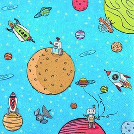 20 Napkins Off to Space / Planets / Children / Boys 33 x 33 cm