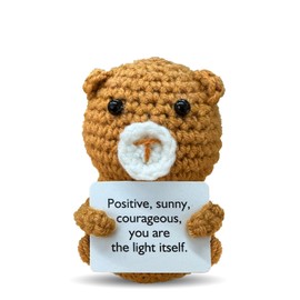 Zelaxeyi Mini Bear Emotional Support Crochet Doll Fun Gift for Best Friends, Positive Bear Crochet Inspiring Mental Health Gift for Family and Friends