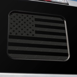 BocaDecals Precut Rear Middle Window American Flag Decal Accessory Made in USA Compatible with and Fits F150, F250, F350 (Black Carbon Fiber)