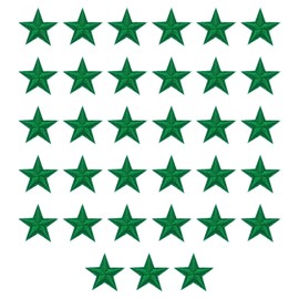 sourcing map 33 Pcs 5Star Patches Iron on Patches, Green Sew Embroidered Patches Appliques Embellishments 1.1IN Repair Patch for DIY Garment Craft Backpack Clothes Gift Decorations