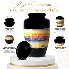 Beach Cremation Urn for Human Ashes for Adult Male & Adult Female, Keepsake Urns for Ashes Burial Funeral Memorial Urns for Ashes Large up 200 Lbs