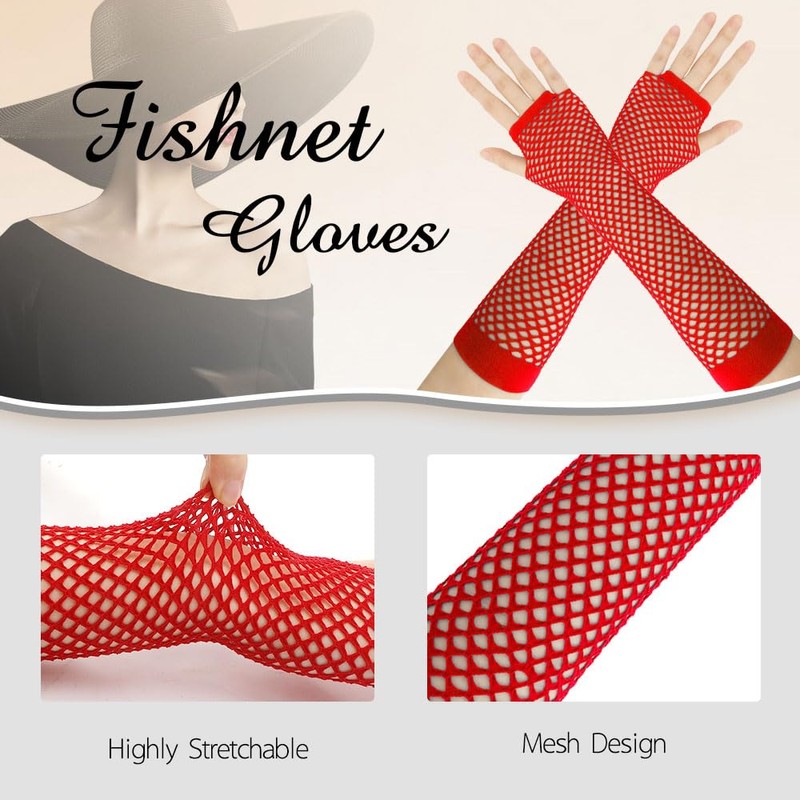 Fishnet Gloves, Mesh Gloves Fingerless for Women, 80s Outfit Woman,