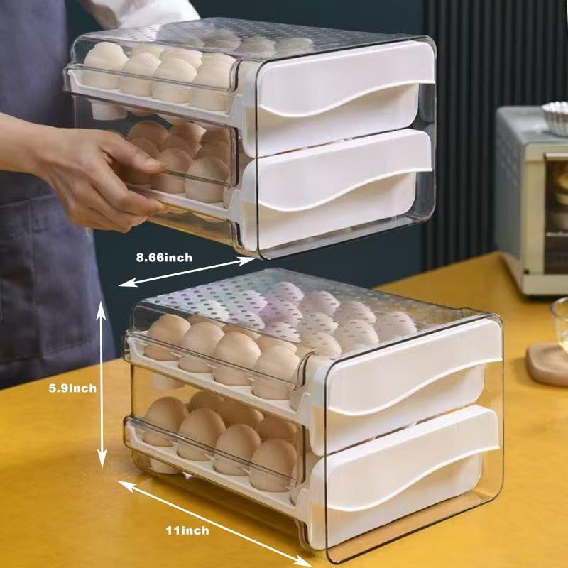 Mxsapve Egg Holder for Fridge 40 Eggs Container Holders Dispenser