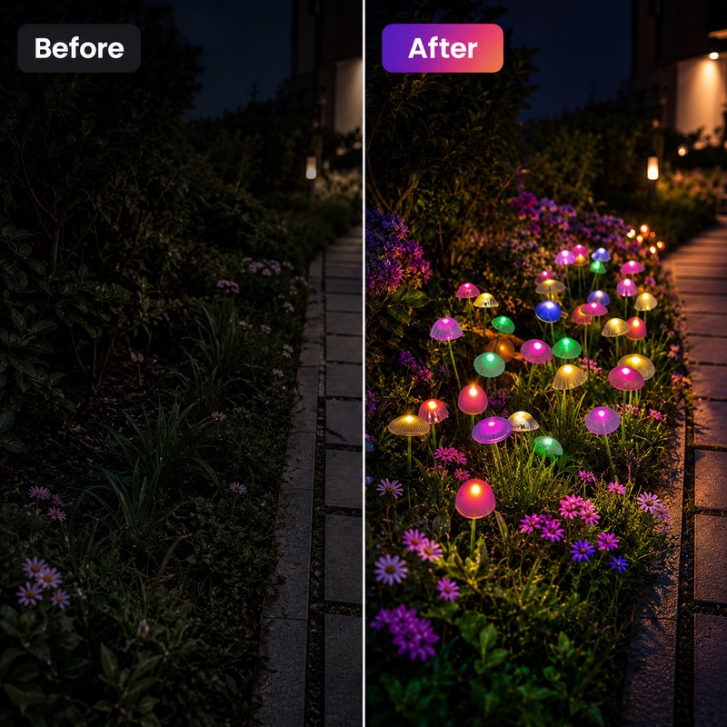 Solar Mushroom Garden Lights for Outdoor Decor – Dual Mode
