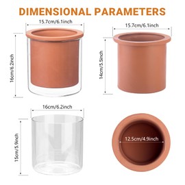 African Violet Pots, 6 Inch Self Watering Pots for Indoor Plants, Terracotta Clay Pot with Glass Reservoir, Easy Plant Self Watering Planter,Plant Pot with Absorbent Inner Pot for Flower