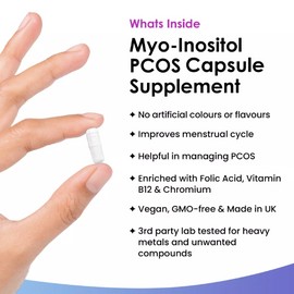Myo-Inositol PCOS Supplement - Myo Inositol Capsules + Folic Acid B12 & Chromium