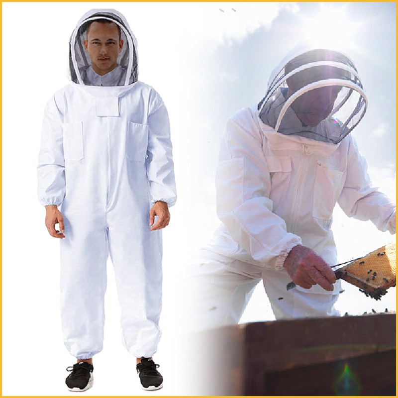 Professional Bee Suit Comfortable Breathable White Double Side Large Pocket