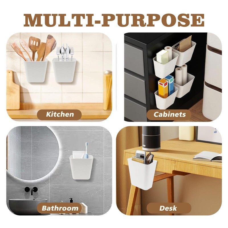 8PCS Kitchen Cabinet Door Storage Box, Adhesive Wall-Mounted Storage Box,