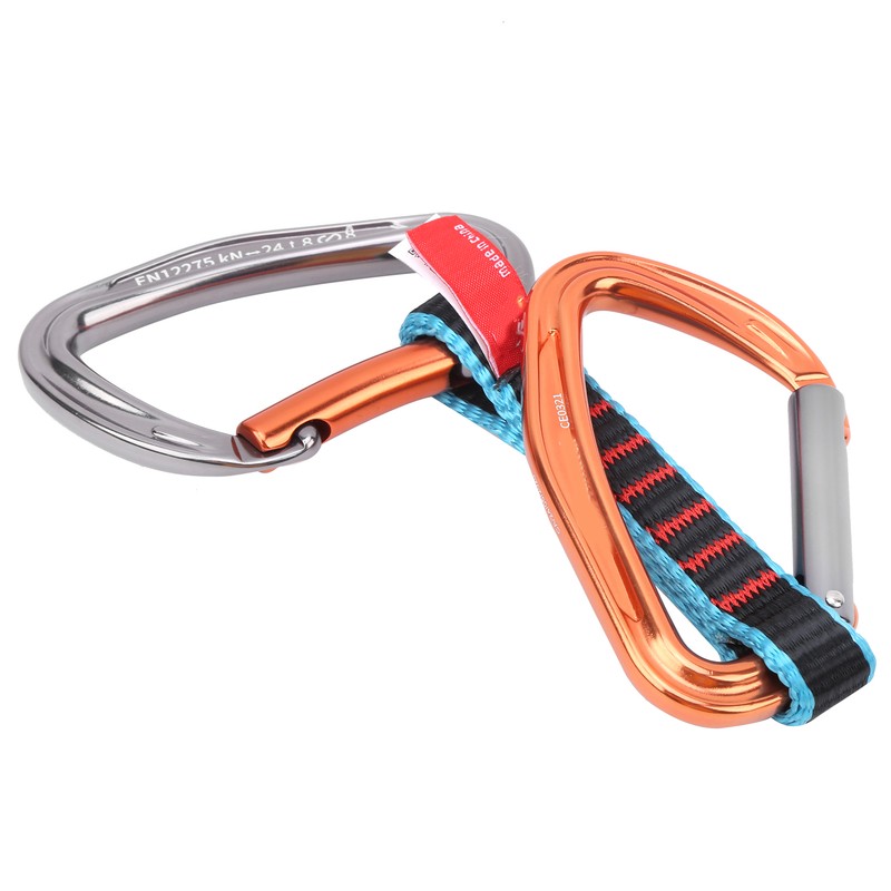Outdoor Climbing Protection Quickdraw Nylon Flat Belt Carabiner Straight Curved