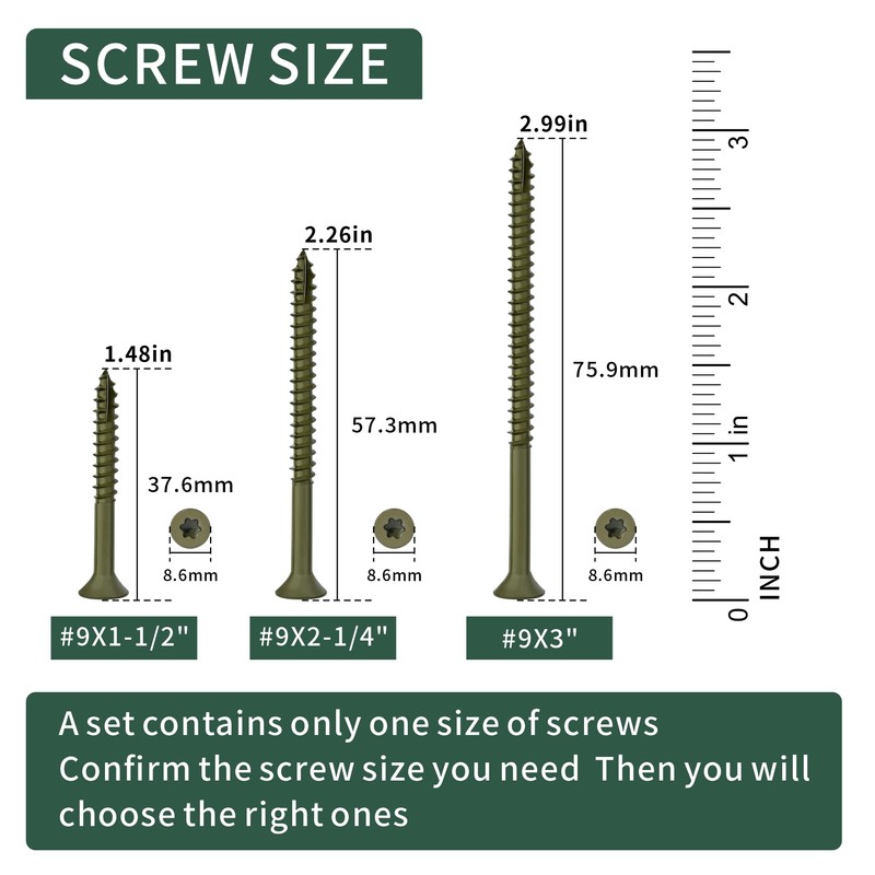 Deck Screws #9 X 2-1/4 Inch Exterior Torx Wood Screws