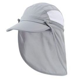Magracy Outdoor Kids Boys Girls Sun Protection Cap Mesh UPF50+ Neck Flap Hat Quick Dry Sun Hats Light Grey
