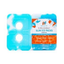 MOJECTO Large Slim Leakproof Ice Pack (Set of 5) for Cooler Lunch Bags. Keep Food and Beverages Cold for Hours. Reusable, Long-Lasting, Freezer-Safe.