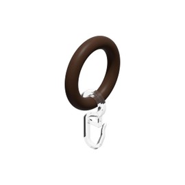 Interdeco Curtain Pole Rings with Pleat Hooks/Curtain Rings in Walnut Wood for 16 mm Diameter (Pack of 10)