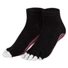 Piarini 1 Pair of Short Open Toe Socks - ABS Cotton Socks - Yoga Socks with Open Toe - Pilates Socks Fitness, black