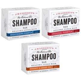 J.R.LIGGETT’S Original Formula, Moisturizing Formula and Coconut & Argan Oil Shampoo Bars - Plant-Based Shampoo Bar - Sulfate-Free - 3-Pack