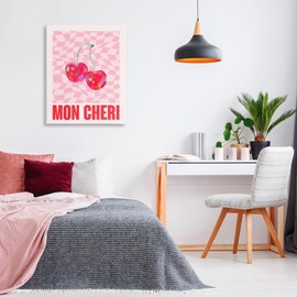 Stupell Industries Mon Cheri on Checkered Canvas Wall Art Design by House of Lulu, 30 x 40
